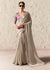 Silver Grey Designer Organza Saree