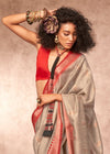 Silver Grey Kanjivaram Silk Saree