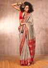 Silver Grey Kanjivaram Silk Saree