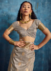 Silver Grey Paithani Tissue Silk Saree