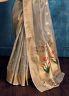 Silver Grey Paithani Tissue Silk Saree