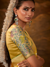 Golden Yellow Banarasi Organza Silk Saree