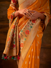 Saffron Orange Banarasi Organza Silk Saree