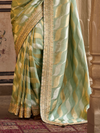 Pista Green Embroidered Designer Tissue Silk Saree
