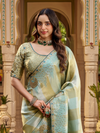 Pista Green Embroidered Designer Tissue Silk Saree