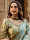 Pista Green Embroidered Designer Tissue Silk Saree