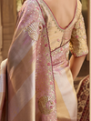 Mauve Pink Embroidered Designer Tissue Silk Saree