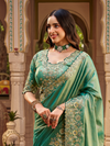 Sea Green Embroidered Designer Tissue Silk Saree