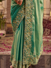 Sea Green Embroidered Designer Tissue Silk Saree