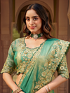 Sea Green Embroidered Designer Tissue Silk Saree