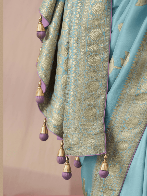 Sky Blue Banarasi Dola Silk Saree