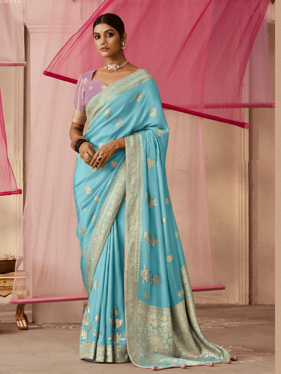 Sky Blue Banarasi Dola Silk Saree