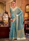 Sky Blue Banarasi Tissue Silk Saree