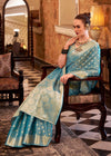 Sky Blue Banarasi Tissue Silk Saree