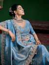 Sky Blue Banarasi Tissue Silk Saree