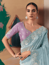 Sky Blue Organza Silk Saree