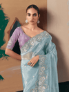 Sky Blue Organza Silk Saree