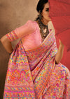 Soft Baby Pink Kashmiri Chinar Cotton Pashmina Saree
