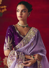 Soft Lavender Designer Silk Saree with Purple Contrast Blouse