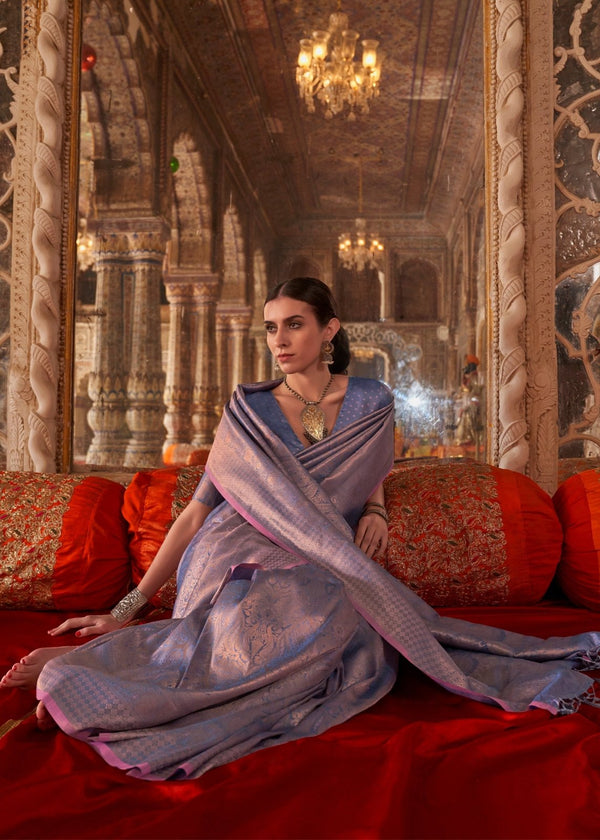 Soft Lavender Kanjivaram Silk Saree