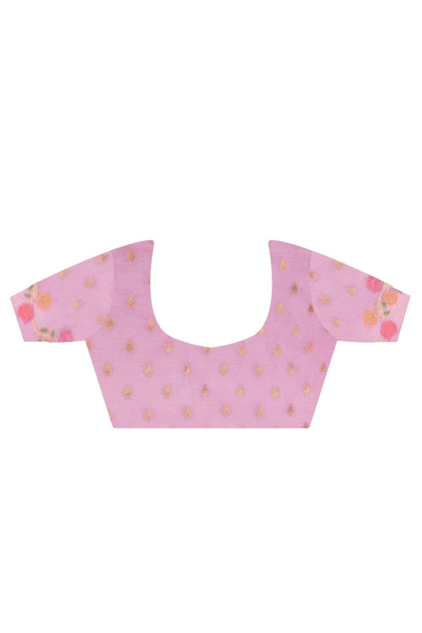 Soft Lavender Pink Organza Silk Saree