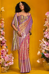 Soft Pink And Lavender Kanjivaram Silk Saree with Gold Zari