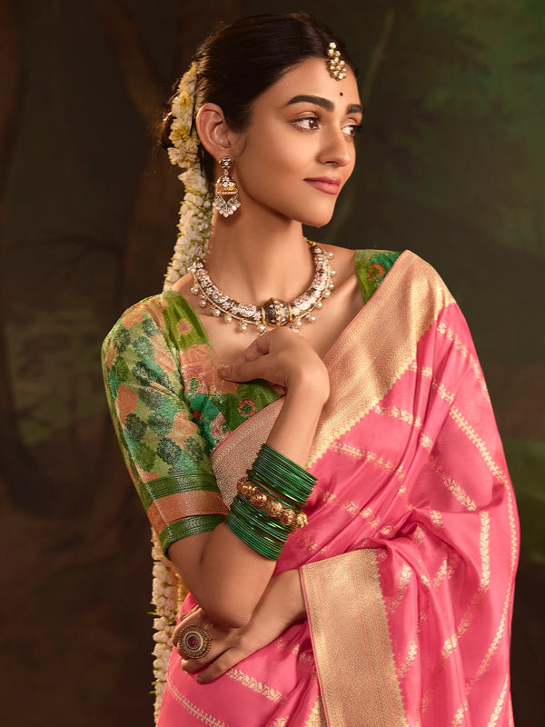 Soft Pink Banarasi Silk Saree
