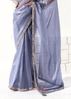 Steel Blue and Mauve Organza Tissue Silk Saree