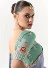 Steel Blue and Mauve Organza Tissue Silk Saree