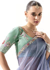 Steel Blue and Mauve Organza Tissue Silk Saree