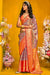 Steel Blue And Orange Kanjivaram Silk Saree with Gold Zari