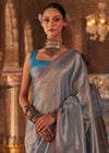 Steel Blue Kanjivaram Silk Saree