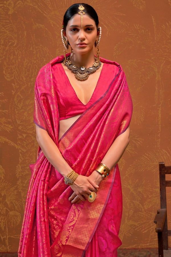 Stunning Pink Kanjivaram Saree