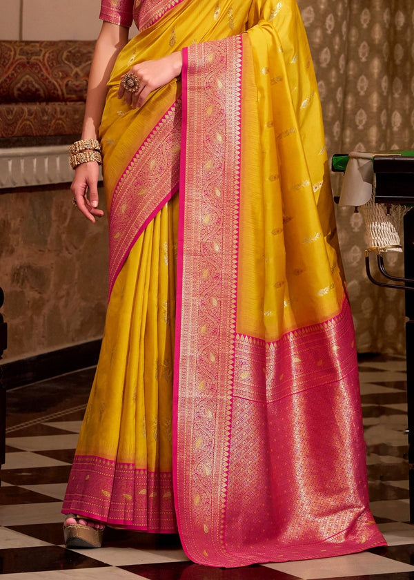 Sunflower Yellow Banarasi Silk Saree