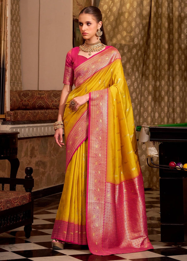 Sunflower Yellow Banarasi Silk Saree