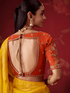 Tangerine Yellow Banarasi Dola Silk Saree With Contrast Blouse