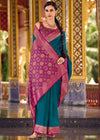 Teal Blue Banarasi Silk Saree