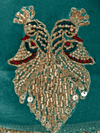 Teal Blue Embroidered Designer Organza Silk Saree