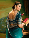 Teal Georgette Designer Saree with Embroidery