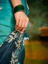 Teal Georgette Designer Saree with Embroidery