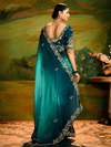 Teal Georgette Designer Saree with Embroidery