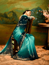 Teal Georgette Designer Saree with Embroidery