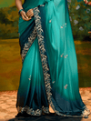 Teal Georgette Designer Saree with Embroidery