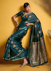 Teal Green Banarasi Satin Silk Saree