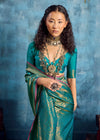 Teal Green Kanjivaram Silk Saree