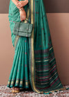 Jade Green Woven Designer Cotton Saree
