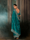 Teal Satin Silk Saree