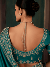 Teal Satin Silk Saree