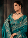 Teal Satin Silk Saree