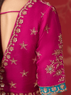 Turquoise Blue Banarasi Dola Silk Saree With Contrast Blouse